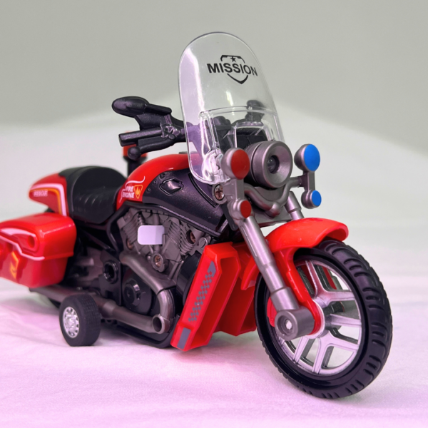 Rugged 1:14 Police Bike For Kids With Sound & Light | Red Color Kids Motorcycle