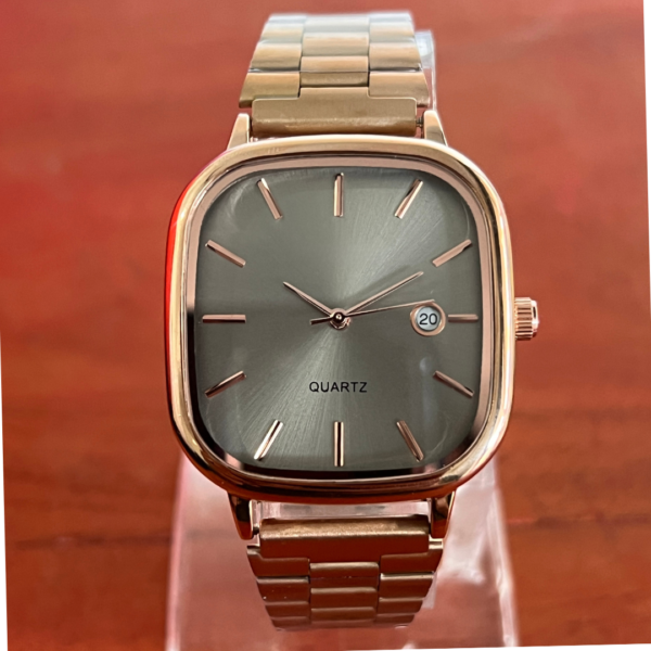 Vintage Classic Men's Watch Grey Dial with Rose Gold Chain