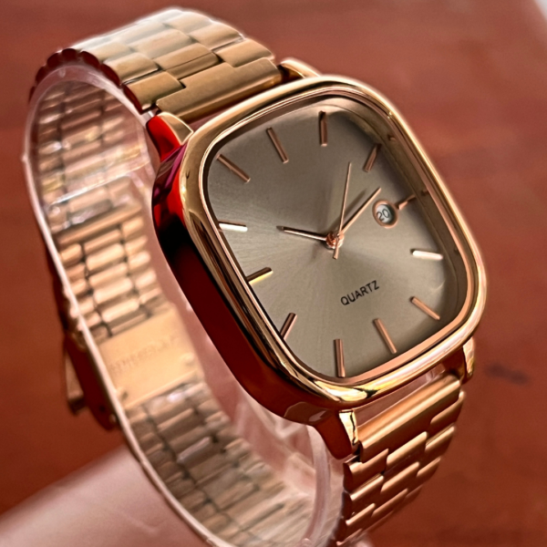 Vintage Classic Men's Watch Grey Dial with Rose Gold Chain - Image 2
