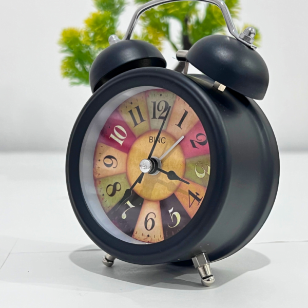 Vintage Table Alarm Clock, Metal Twin Bell Analog Display with Night LED Light - Image 2