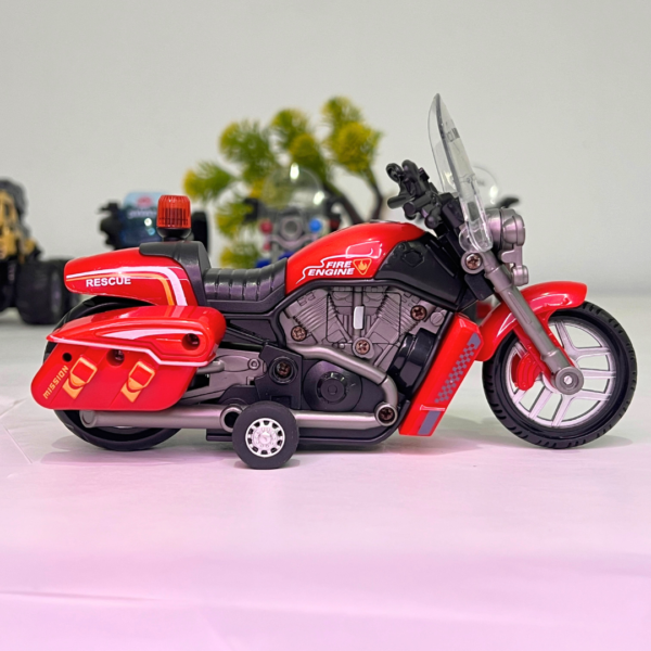 Rugged 1:14 Police Bike For Kids With Sound & Light | Red Color Kids Motorcycle - Image 3