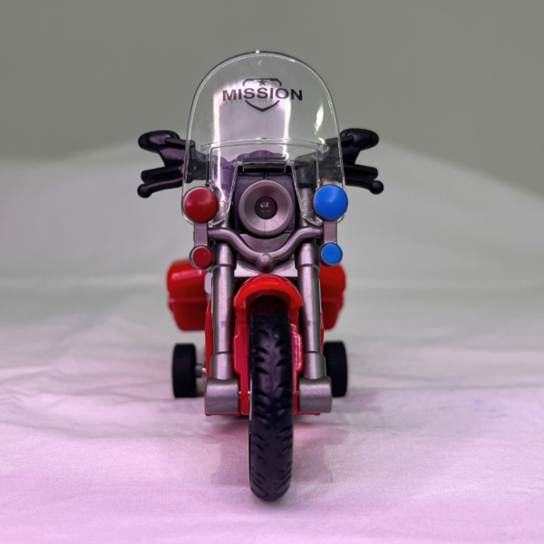 Rugged 1:14 Police Bike For Kids With Sound & Light | Red Color Kids Motorcycle - Image 4