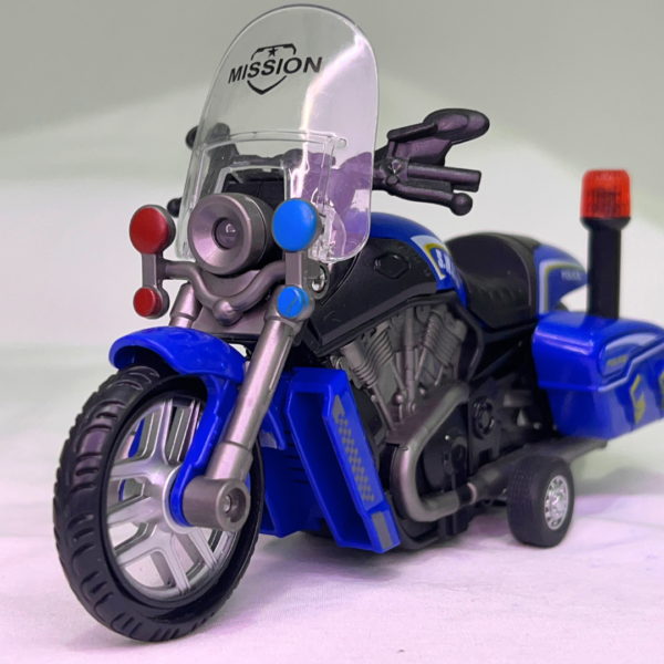 Rugged 1:14 Police Bike For Kids With Sound & Light | Blue Color Kids Motorcycle