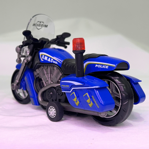 Rugged 1:14 Police Bike For Kids With Sound & Light | Blue Color Kids Motorcycle - Image 2