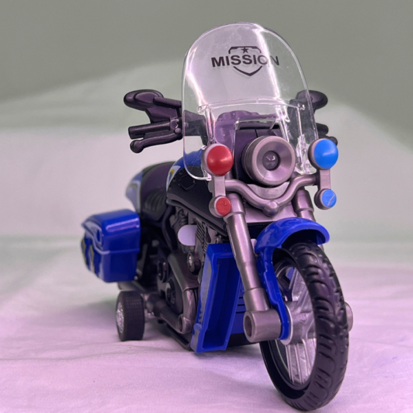 Rugged 1:14 Police Bike For Kids With Sound & Light | Blue Color Kids Motorcycle - Image 4