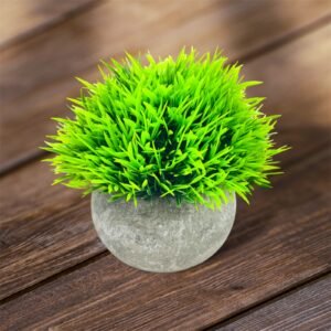 Artificial Green Grass Plant in Concrete Pot