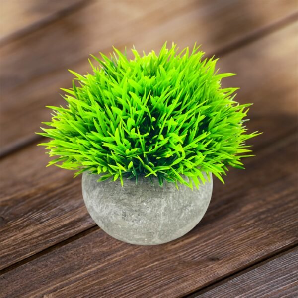 Artificial Green Grass Plant in Concrete Pot