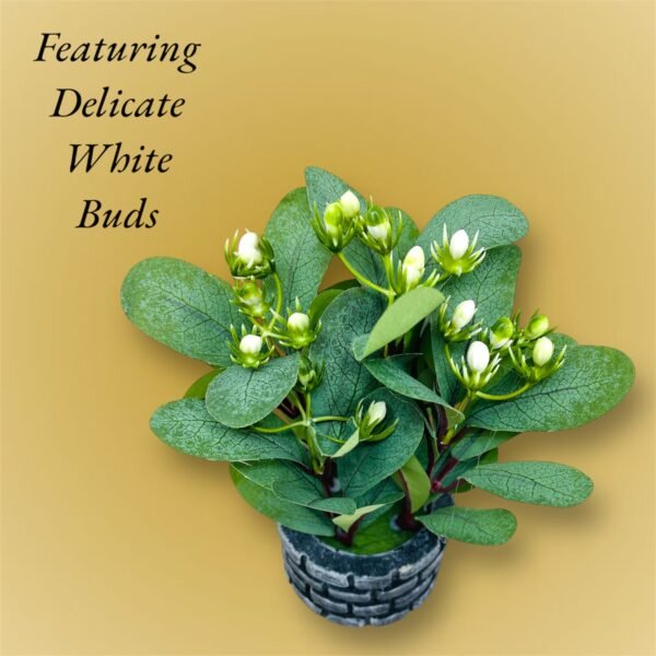 Artificial Decorative Plant with Textured Leaves and Brick-Style Pot - Image 6