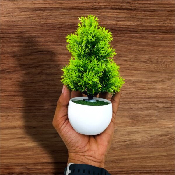 Artificial Bonsai Tree in Plastic Pot - Home Decor Green Plant - Image 2