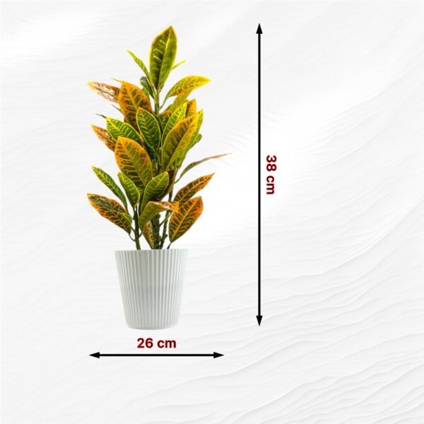 Tall Artificial Croton Plant in White Pot - Image 6