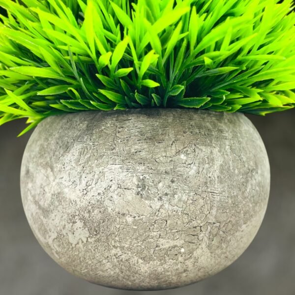 Faux Boxwood Plant in Concrete Pot - Image 2