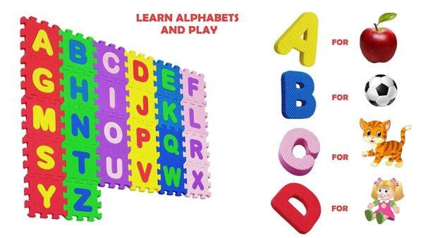 Children Mat EVA Foam Alphabet Letters (A to Z) Numbers (0 to 1) Floor Soft Baby Mat 3d Blocks Kids Educational toys 36 pcs Educational Learning Toy - Image 2