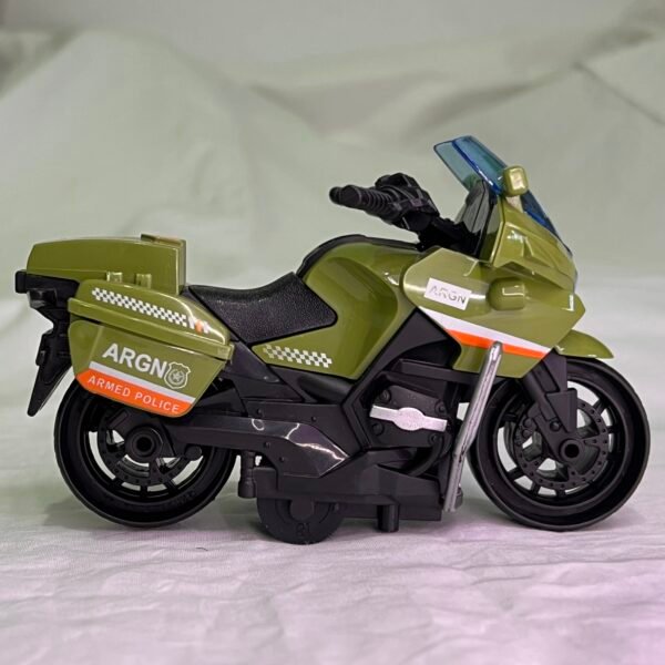 Realistic Police Green Motorcycle Toy - Image 4
