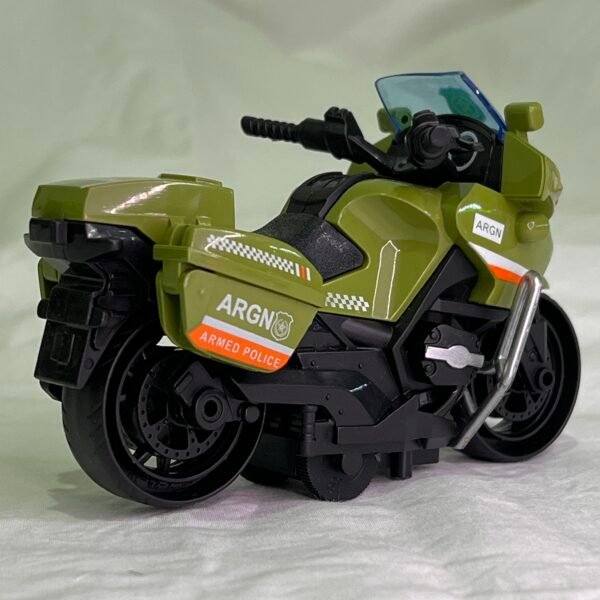 Realistic Police Green Motorcycle Toy - Image 3