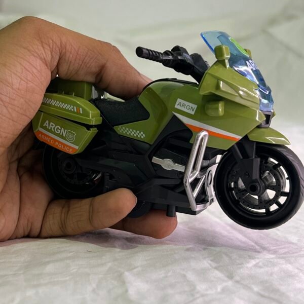 Realistic Police Green Motorcycle Toy - Image 2