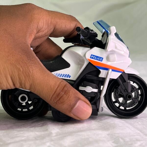 Realistic Police White Motorcycle Toy - Image 2