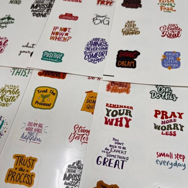 63-Piece Motivational Vinyl Stickers Set for Journals, Laptops & Water Bottles Self Adhesive Sticker - Image 6