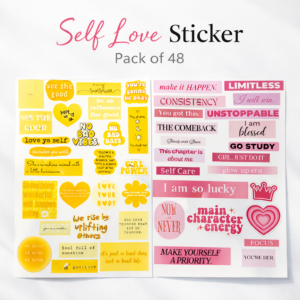 Self Love & Motivation Stickers Pack (48 Designs) – Cute Aesthetic Quotes for Girls, Journaling & Decor