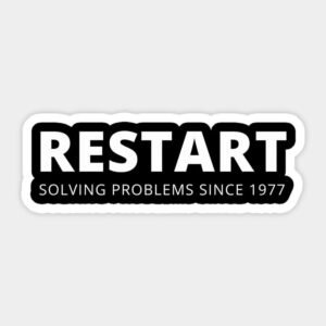 Restart Solving Problems Since 1977 Aesthetic Sticker
