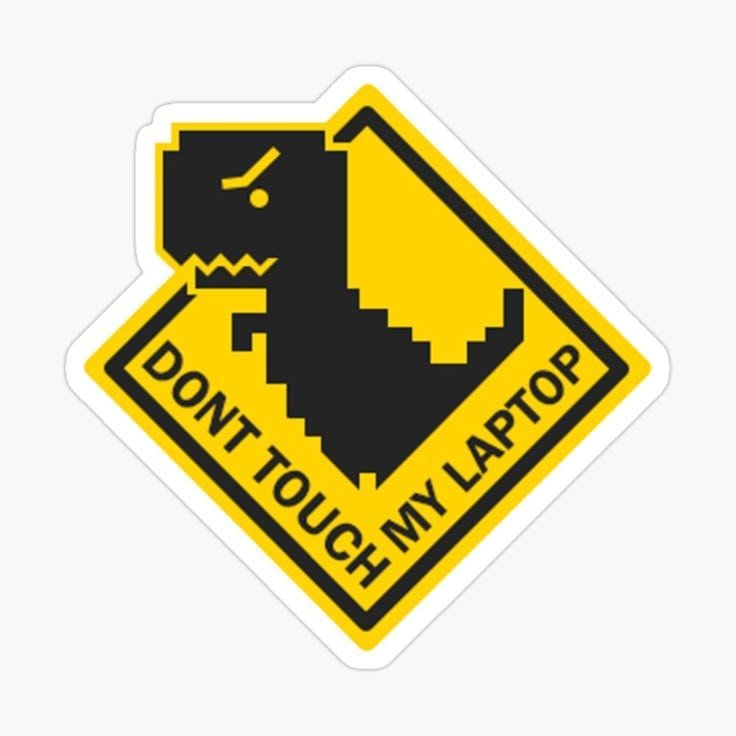 Dont Touch My Laptop Pixel Dino Sticker