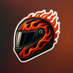 Flaming Racing Helmet Vinyl Sticker