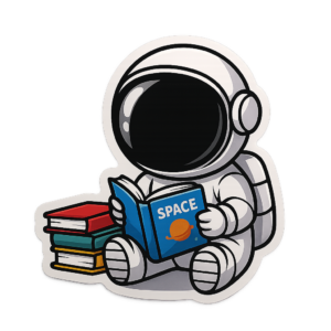 Reading Astronaut Glossy Vinyl Sticker