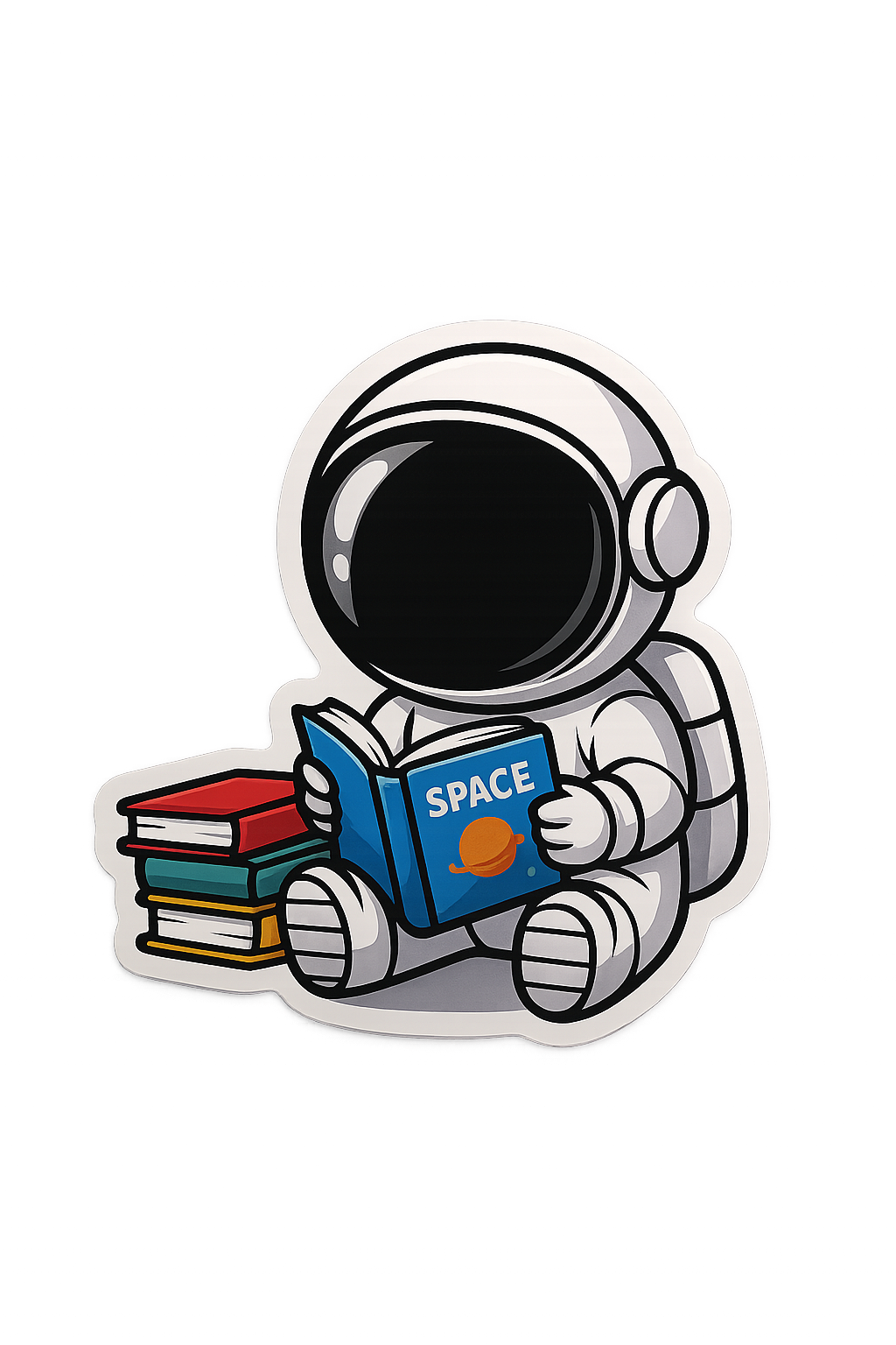 Reading Astronaut Glossy Vinyl Sticker