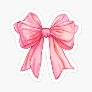 Pink Satin Bow Aesthetic Vinyl Sticker