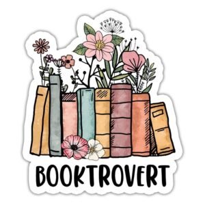 Booktrovert Floral Bookshelf Aesthetic Vinyl Sticker
