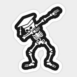 Dabbing Skeleton Graduate Vinyl Sticker