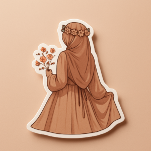 Graceful Hijabi Floral Art Sticker