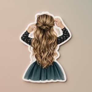 Elegant Girl With Flowing Hair Vinyl Sticker