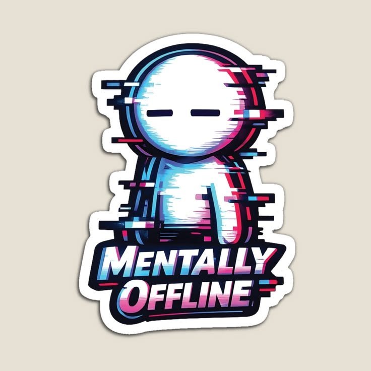 Mentally Offline Glitch Aesthetic Vinyl Sticker