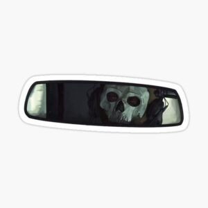 Ghost Rearview Mirror Call of Duty Aesthetic Vinyl Sticker