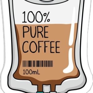 100% Pure Coffee IV Bag Aesthetic Sticker